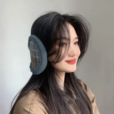 체크패턴 방한 귀마개 겨울귀덮개 털귀마개 No37