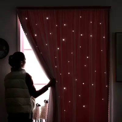 붙이는 스타펀칭 찍찍이 암막커튼 핑크