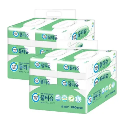 깨끗한나라 퓨어그린 물티슈 60매 6입 2팩