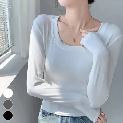 간절기 슬림핏 라운드 긴팔티셔츠 ELC9028