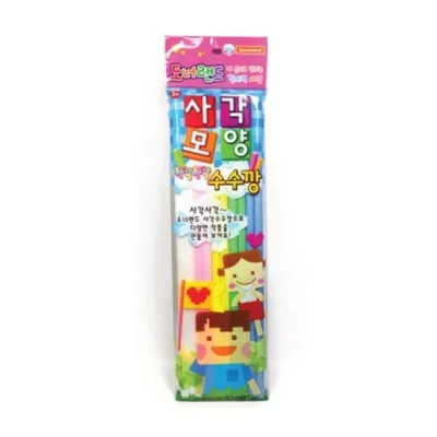 혜명몰 도너랜드 1500 칼라공작 수수깡 사각모양 / 10개입 - 갑 (10개입) 만들기키트 미술준비물 미술공예