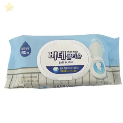 캡형 60매 물에녹는비데물티슈 대변물티슈 유아비데물티슈 항문티슈