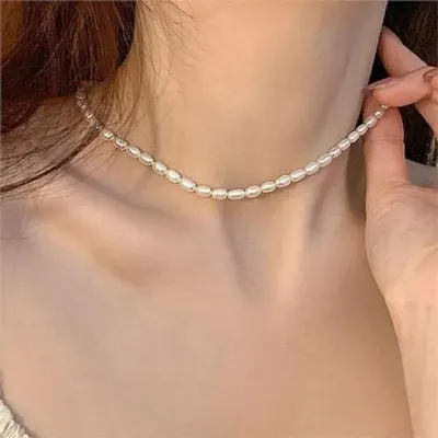여성 진주 목걸이 데일리 진주 목걸이 클래식 캐주얼 초커 얇은 포인트 영롱한 우아한 심플 담수 라인 패션