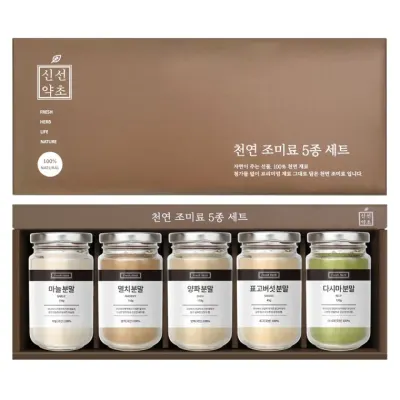 신선약초 천연조미료 5종 선물세트 (마늘+멸치+양파+표고+다시마) 쇼핑백 포함