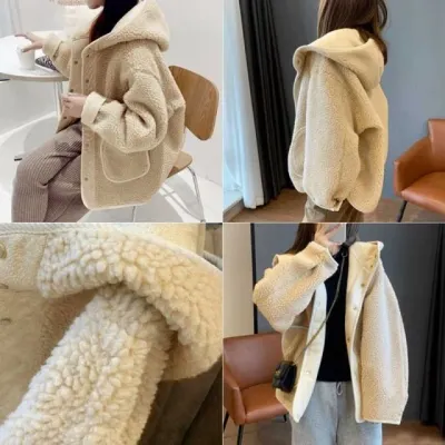 뽀글이 후드집업 여성 루즈핏 덤블퍼 양털 자켓 겨울 아우터