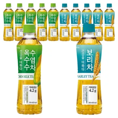 롯데 더하다 옥수수수염차 500ml 6개+보리차 500ML 6개 (총12개)