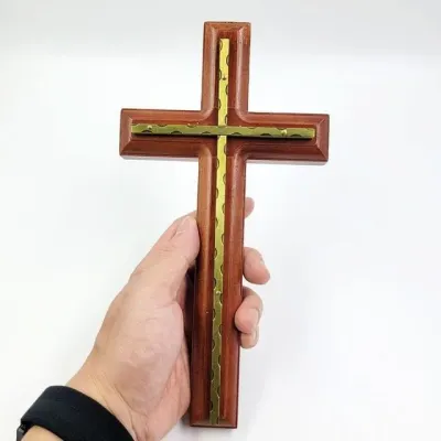 원목 기도 방용 십자가 벽결합 황동 강단장식십자가