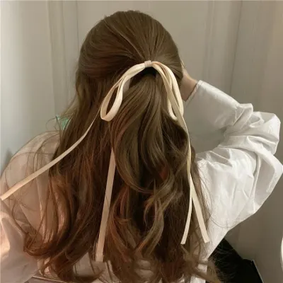 머리끈 고무줄 리본 포인트 롱 머리 포니테일 헤어집게 반묶음 올림묶음 포인트 데일리