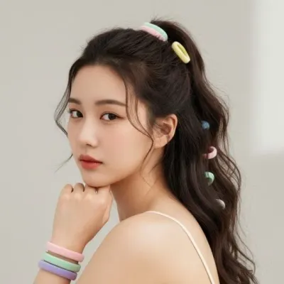 탱탱한 헤어밴드 머리끈 무매듭 도넛 100P 머리묶기 짱짱한 세트 무매듭머리끈 고무줄끈 유아머리끈 곱창끈