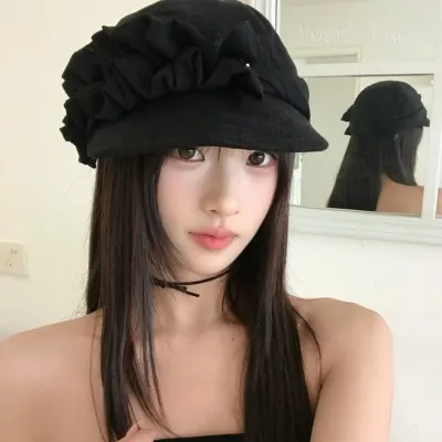 봄 여름용 소규모 디자인의 코튼 린넨 주름 마술 모자 무지 어려 보이는 스타일 패션 어디에나 잘 어울리는