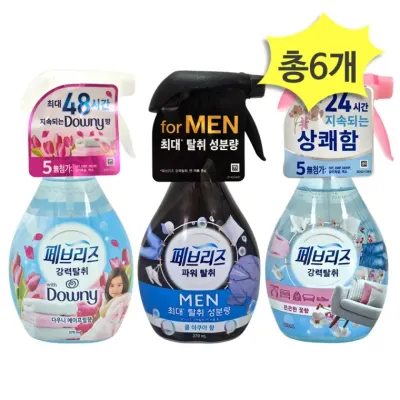 페브리즈 에이프릴 & 맨 쿨아쿠아 & 은은한꽃향 370ml x 각2개(총6개) 섬유탈취제
