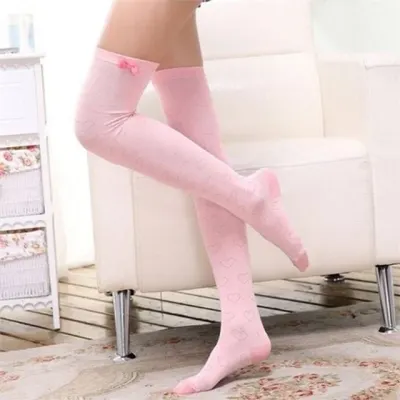 편안한 여성 하트 패턴 양말 쫀쫀한 여성 긴 양말 데일리
