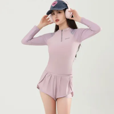 래쉬가드 츄리닝 세트 긴 팔 투피스 보수적이고 날씬해 보이는 소녀학생수영복 여자 2026 48