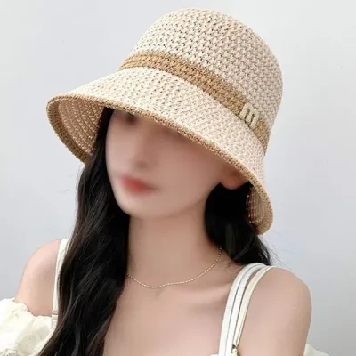 버킷햇 여성 벙거지 모자 트윙클 장식 밀짚모자 스타일