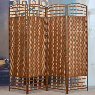 라탄 오픈형 4단 파티션(150cmx160cm) (브라운)
