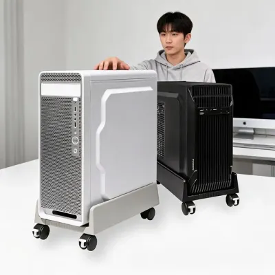 PC 쿨링받침대 거치대 컴퓨터 본체 이동식 고정바퀴 PC캐리어 사무실 책상