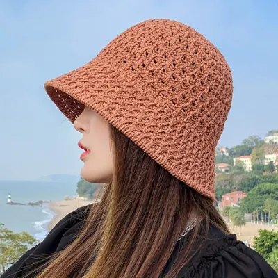 준캡 봄 여름 가을 물결꽈배기 II 시원한 밀짚모자 해변모자 여성 여자 모자 버킷햇