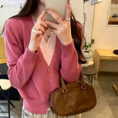 브이넥 레이어드 가디건 브이넥가디건 교복가디건 여성가디건