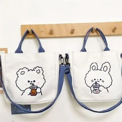 어린이 학원 보조 가방 아동 학원 보조 가방 유치원생 유아 학생 에코백 캔버스 크로스 초등 도트 어깨