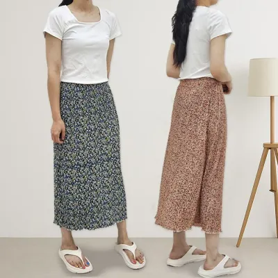 플라워 플리츠 냉감 스커트 6color / 꽃무늬 치마 쿨링 시리즈
