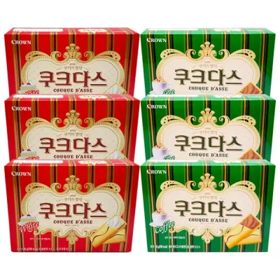 크라운제과 쿠크다스 화이트 128g+커피 128g 각3개(총6개)