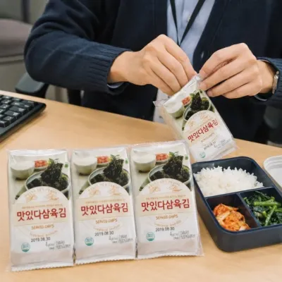 도시락김 4g x 3봉 x 24팩 재래김 천일염 밥반찬 식탁김 박스