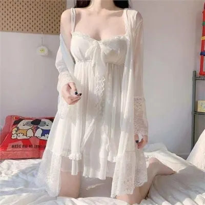 브라이덜 여성 잠옷 레이스 여성 홈 웨어 원피스 파자마 나시
