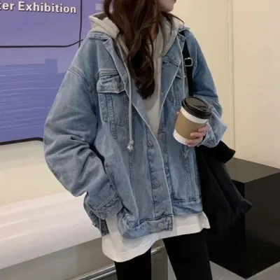 여성 흐 캐주얼 탈부착 아우터 데님자켓 WSDN03 포인트 청 레터링 청자켓 옷 집업 데일리 점퍼 연청 코트