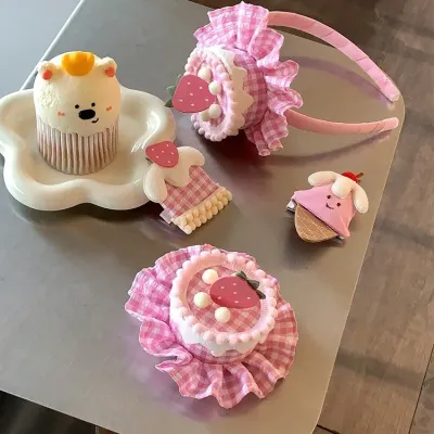 아기케이크모자 케이크 소녀 생일 미니 케이크 달콤한 스타일 헤어 액세서리 핑크 모자 머리띠