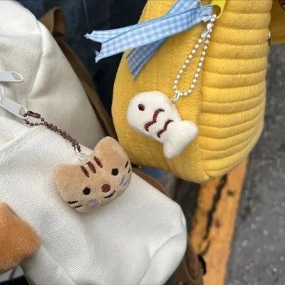 벨벳 물고기 냥이 키링 색상랜덤 고양이키링 물고기키링 벨벳키링