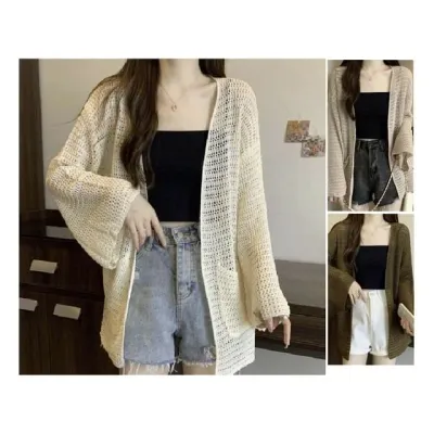 바캉스룩 데일리룩 필수품 시스루 통소매 여름 가디건