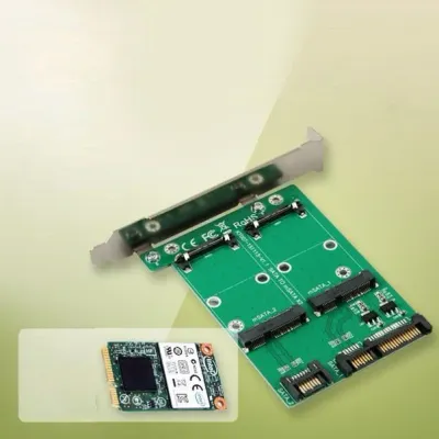 SATA 컨버터 mSATA to SATA 50mm 2포트 PC브라켓