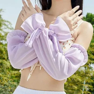 여성 여름 자외선차단 팔토시 리본 프릴 손등커버 운전 야외활동 쿨토시 긴팔 암커버