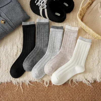 [골라가게] 가을 겨울 골지 양말 따뜻한 울 양말 중목 장목 여성 멜란지 니트양말 패션