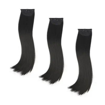 부분가발 헤어피스 3개입 45cm 블랙 스타일링 똑딱핀 고정 옆머리 브릿지 셀프