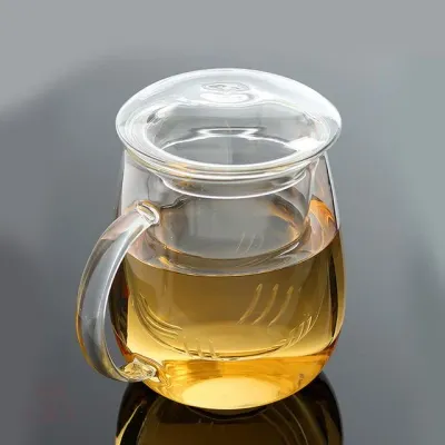 내열유리 티머그 500ml 유리머그컵 거름망 유리머그잔강화유리