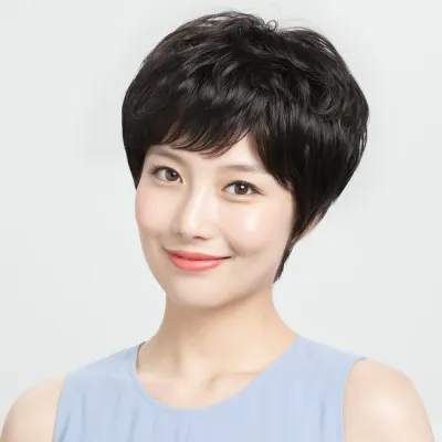 인모 볼륨 숏컷 통가발 여성커트가발 블랙