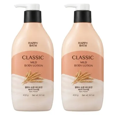 해피바스 클래식 순한 바디로션 베이비파우더향 400g X 2개