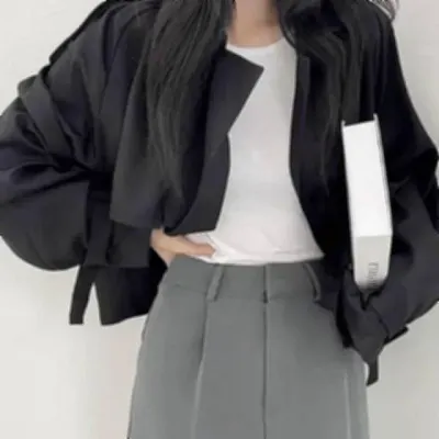여성 더블 재킷 견장 금장 단추 숏 자켓 슬림핏 아우터