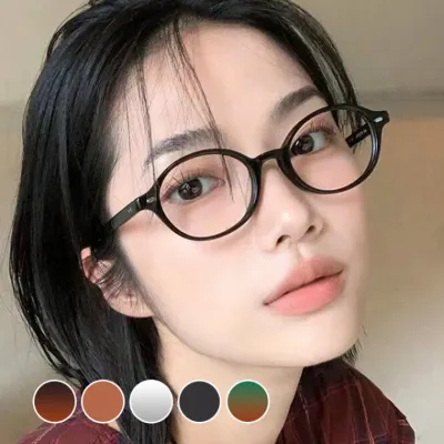 UV 자외선 차단 투톤 라운드 뿔테 안경테 5컬러