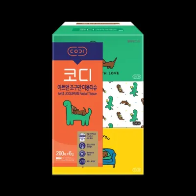 코디 아트앤 조구만 미용티슈 260매 6입 쌍용C&amp B