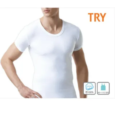 남성 TRY 베이직 면100프로 런닝 1매 반팔 셔츠 남자 쿨메쉬 런닝