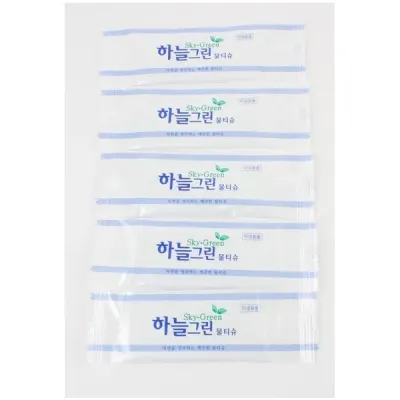 하늘그린 포장물티슈 업소용 야외용 일회용 식당물수건 일매포장 큐티 45g 400매(200x180)