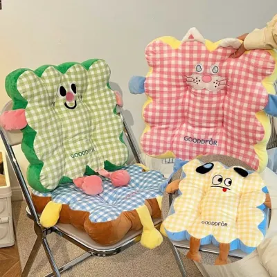 큐티 체크 폭신한 의자 방석