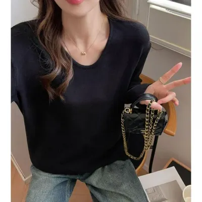 블랙 검정티셔츠 기모티셔츠 여성 여성반팔티 기본티 루즈핏 박시핏 오버핏 브이넥