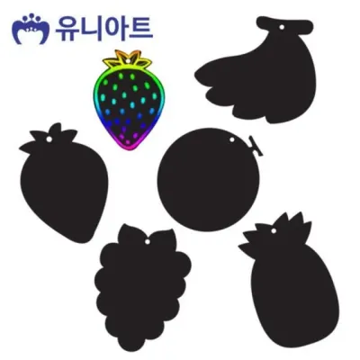 유니아트 (종이 스크래치) 1800 모양종이 (과일)