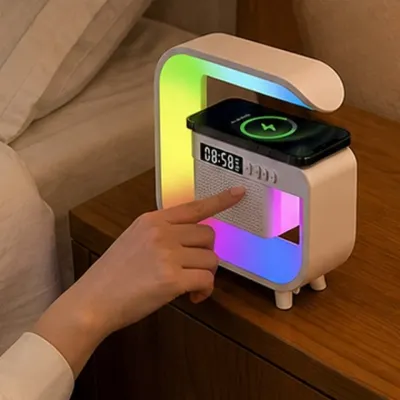 무선 블루투스 스피커 충전 알람 시계 디지털 LED 무드등 탁상형