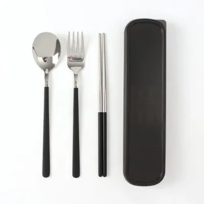 실버테이블 휴대용 수저 포크세트(블랙)