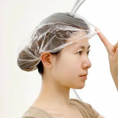 일회용 머리망 위생 헤어 팩 비닐 모자 캡 100매 미용실 샤워 두건 머리 파마 덮개 방수 염색 1회용 목욕