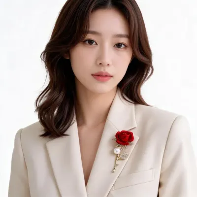 옷핀 브로치 장미 다이아몬드 큐빅 핀 정장 자켓 코트 원피스 포인트